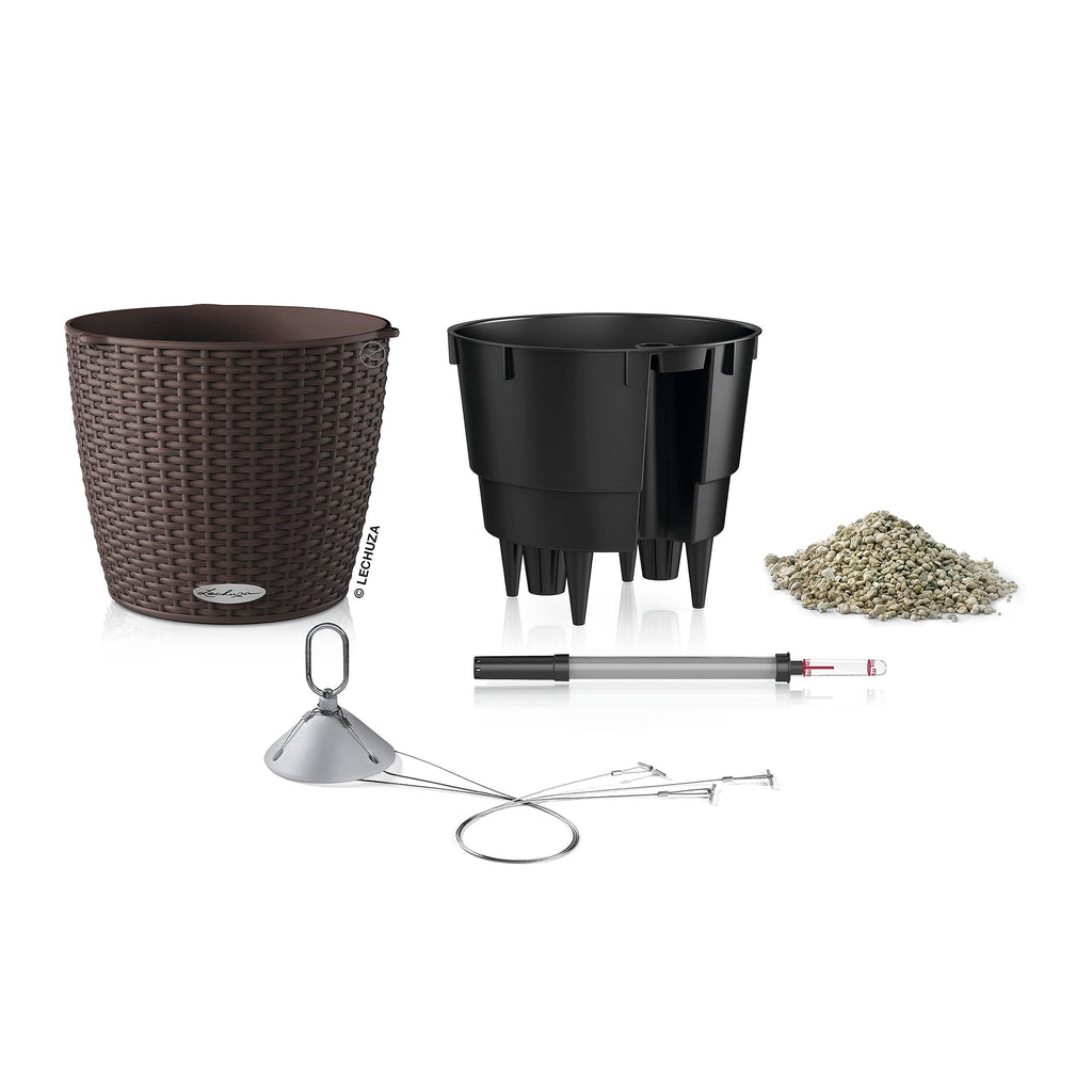 Lechuza NIDO Cottage 28 Self-Watering Hanging Planter | Rattan Look