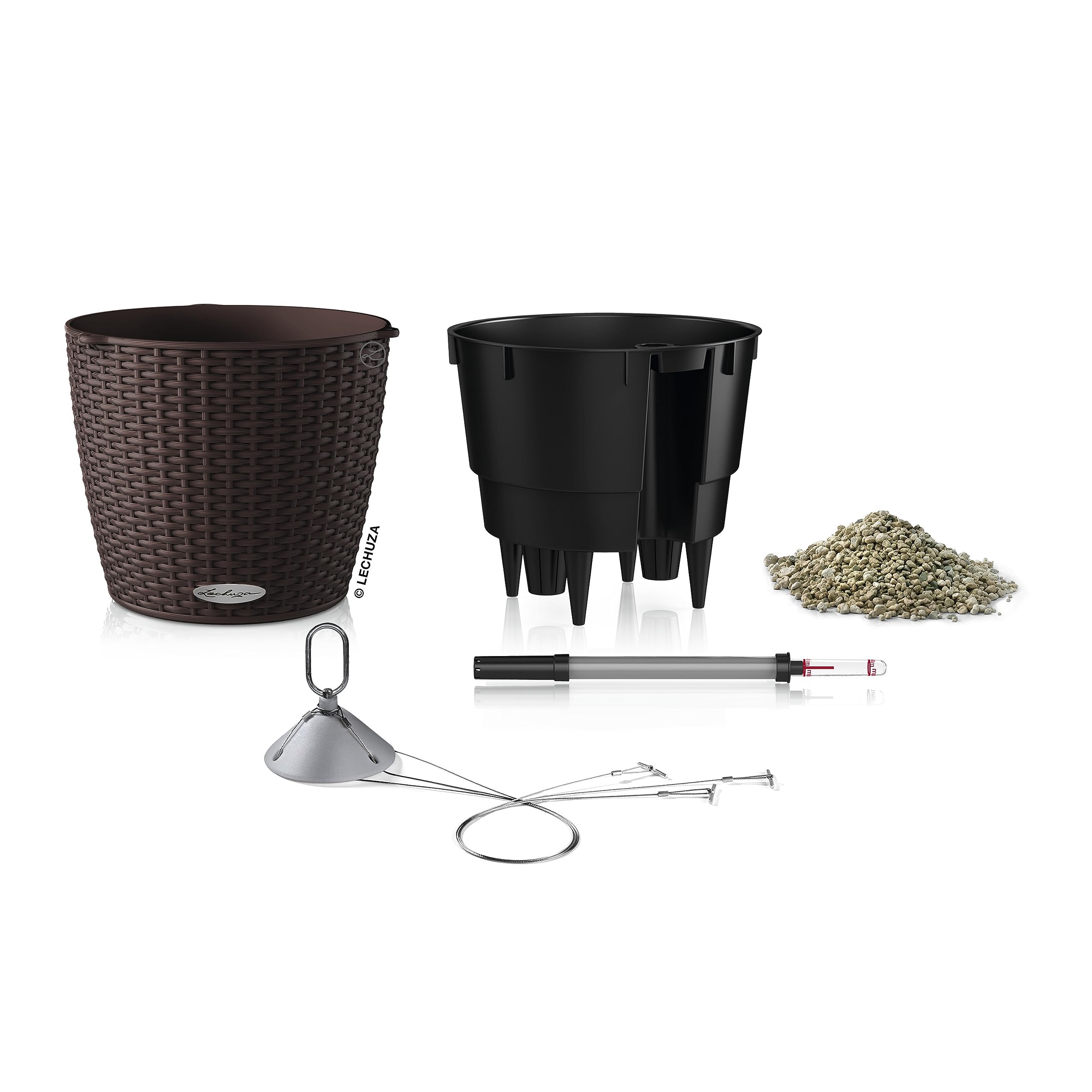 Lechuza NIDO Cottage 28 Self-Watering Hanging Planter | Rattan Look