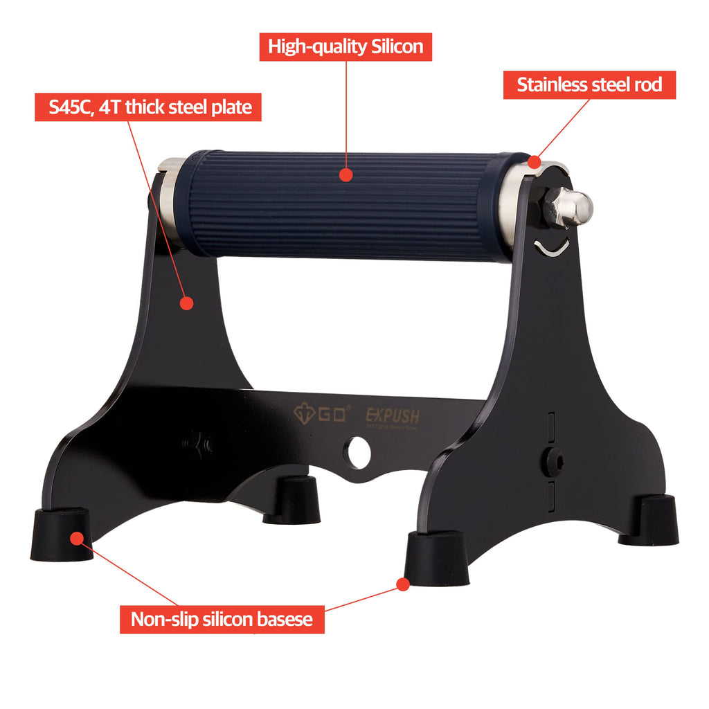 GD Expush Metal Push Up Bars - Carbon Steel Stands with Silicone Grip