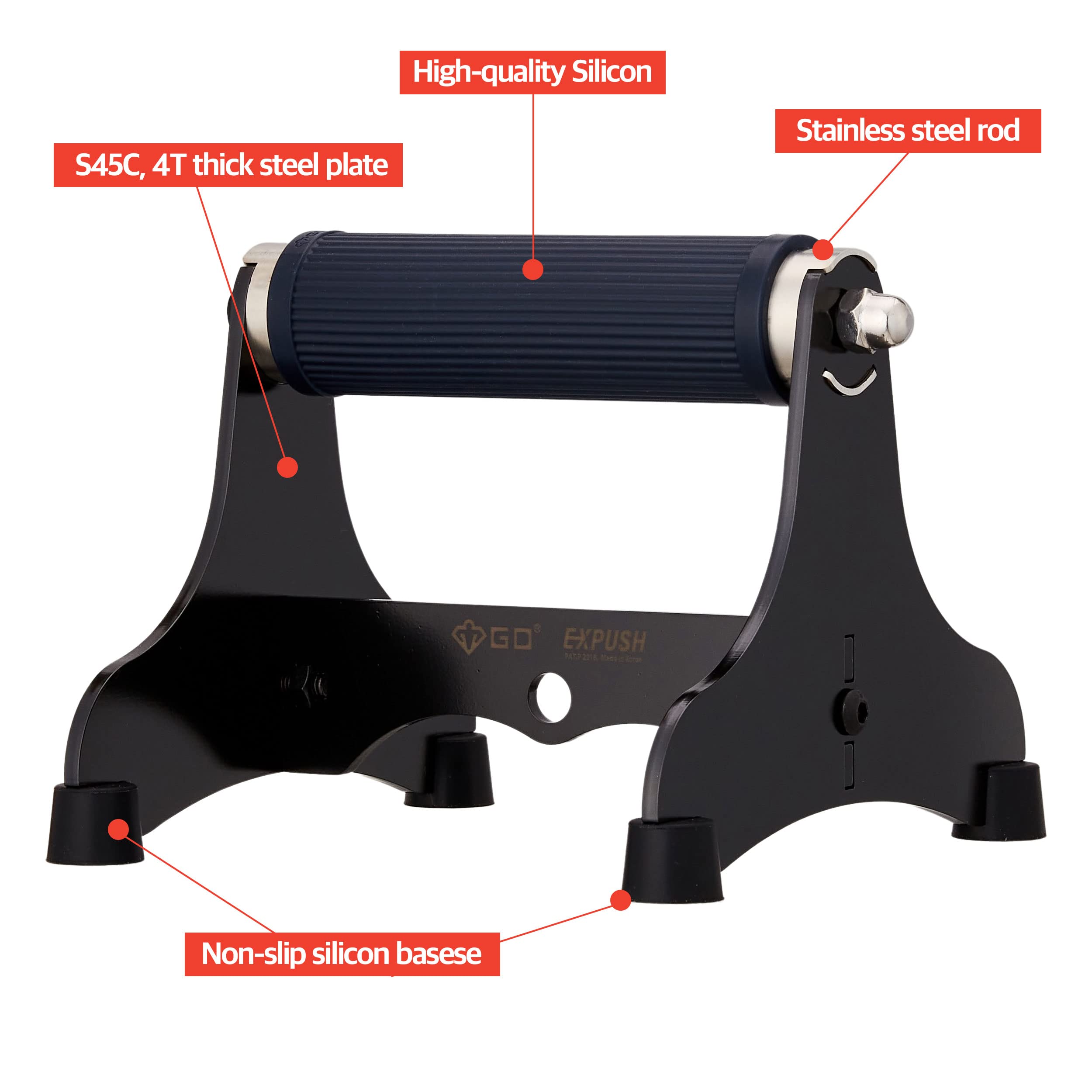 GD Expush Metal Push Up Bars - Carbon Steel Stands with Silicone Grip