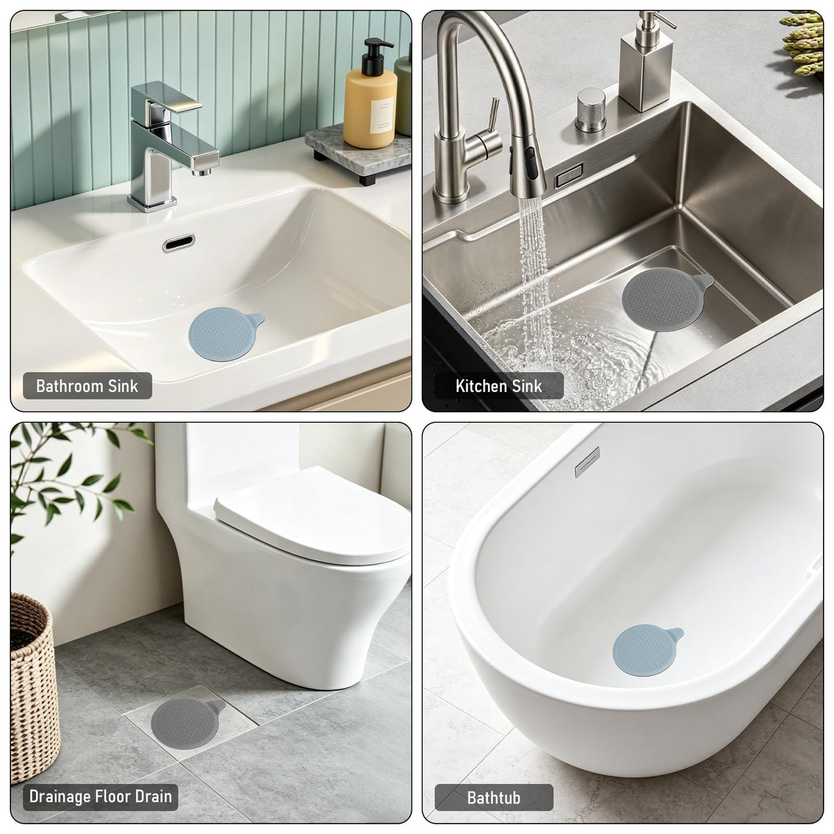 Silicone Bath Plug with Suction Cup, 6 Inch / 15cm Extra Large Universal Leakproof Drain Stopper, Flexible & 100% Watertight Seal for Bathtub, Shower - image 5