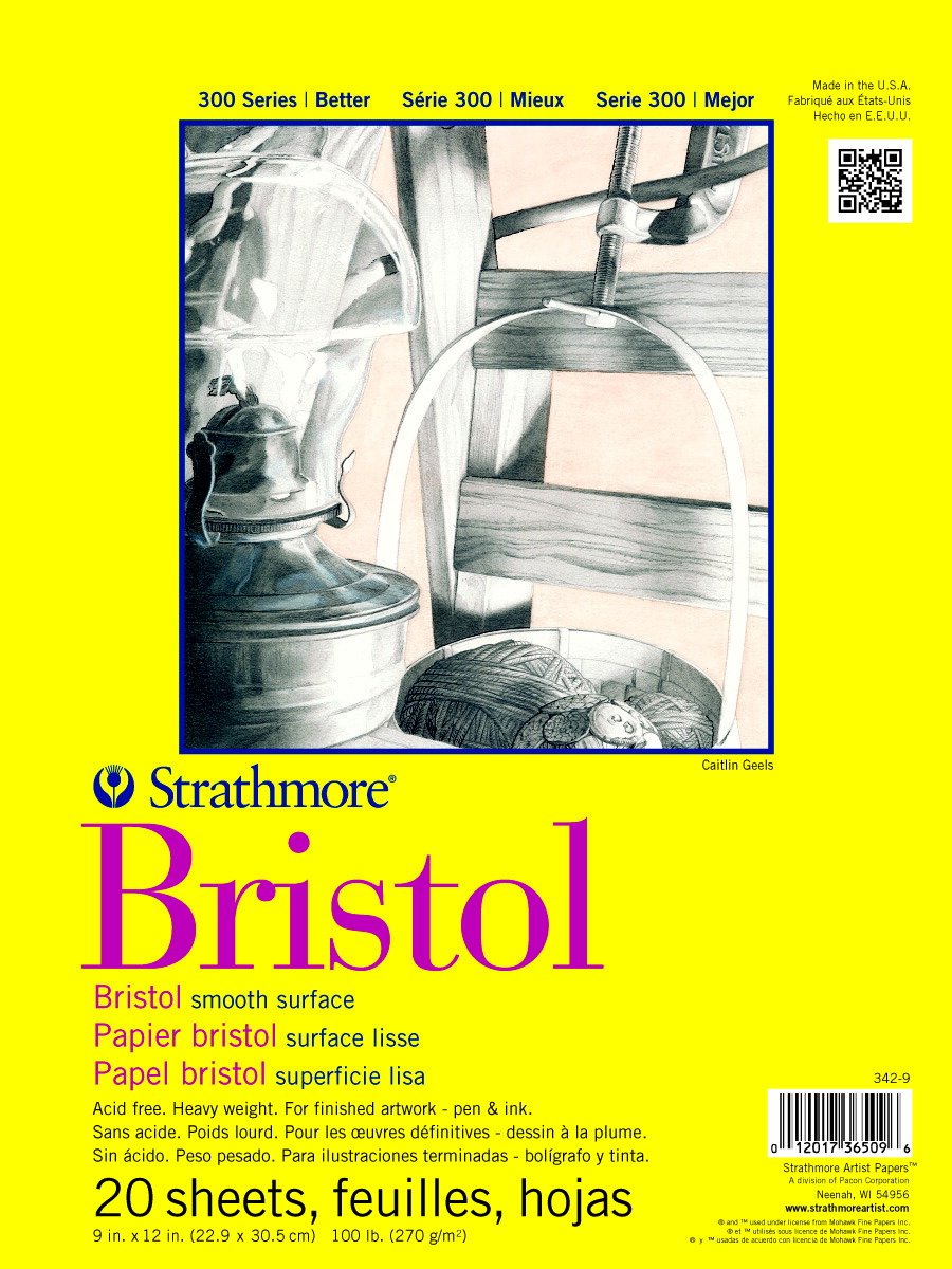 Strathmore Bristol Smooth Paper Pad – 9x12 Inch, 20 Sheets, White