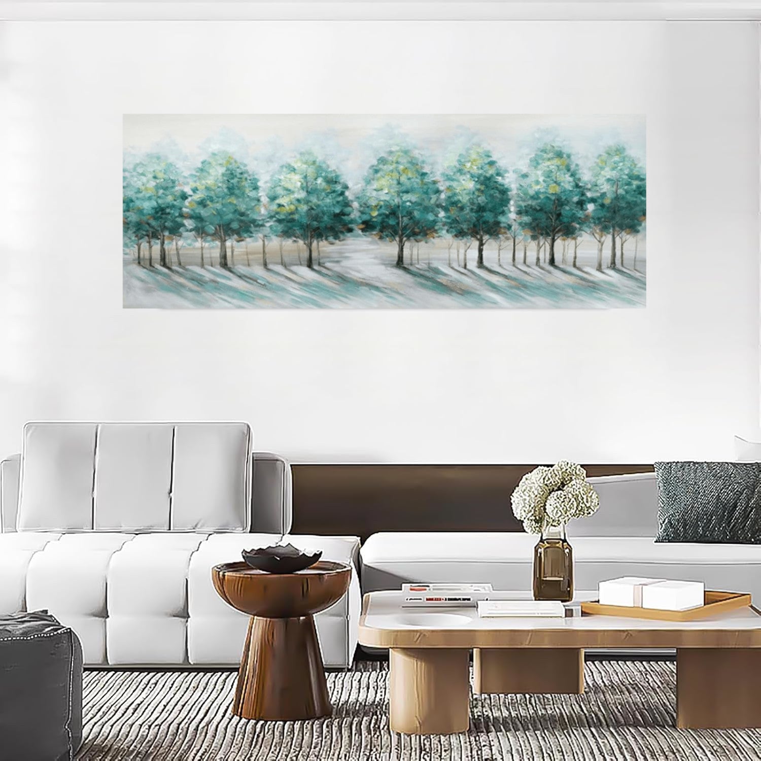 FajerminArt Green Trees Landscape Canvas Wall Art | Large 120x50cm