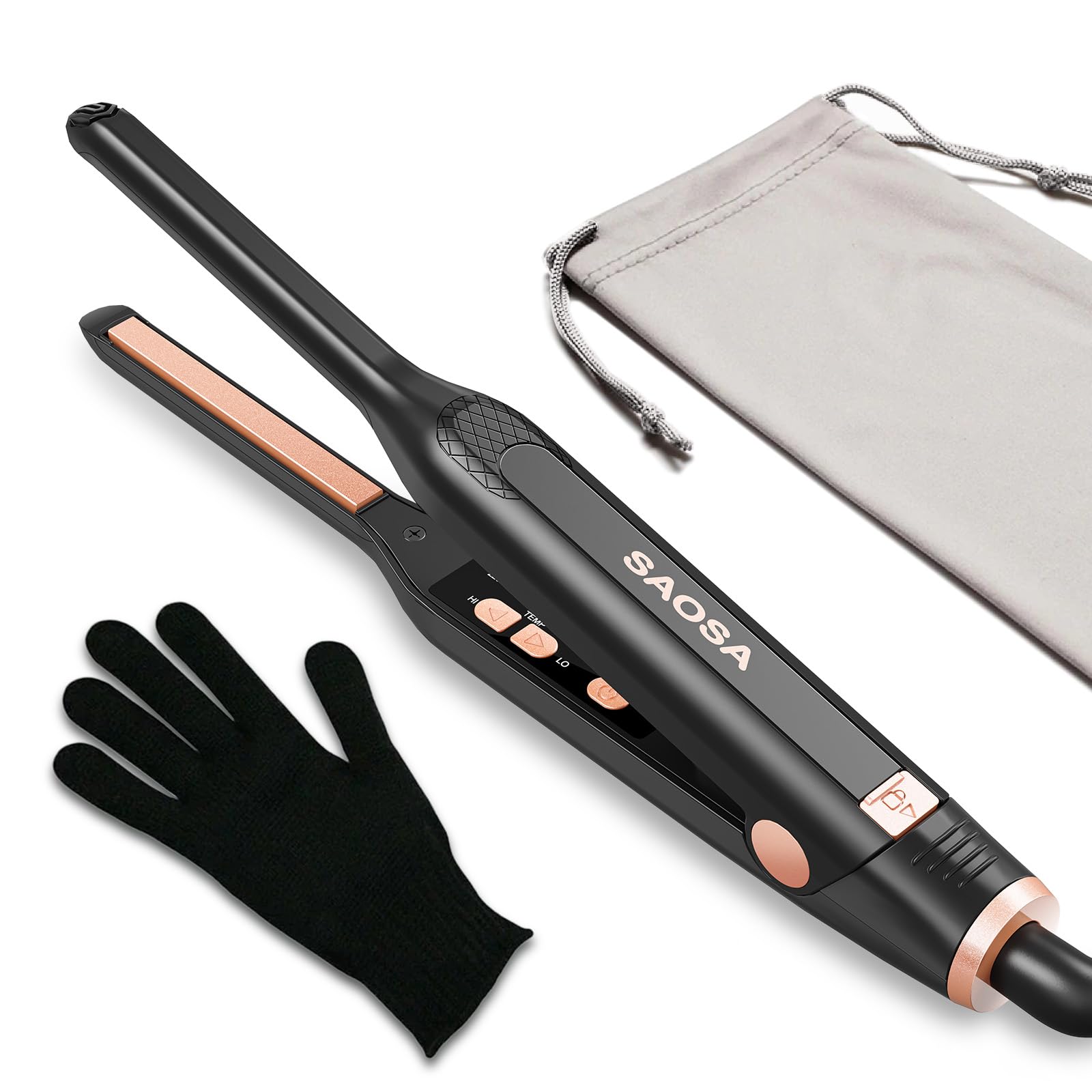 SAOSA 0.3 Inch Pencil Hair Straightener – Ceramic Flat Iron for Short Hair