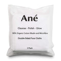 Ané Makeup Remover Cloths - 3 Pack Organic Muslin & Microfibre