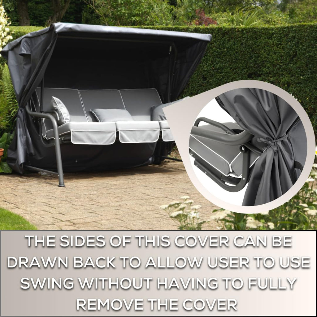 Barlborough 3 Seater Garden Swing Cover – Waterproof & Windproof, Charcoal