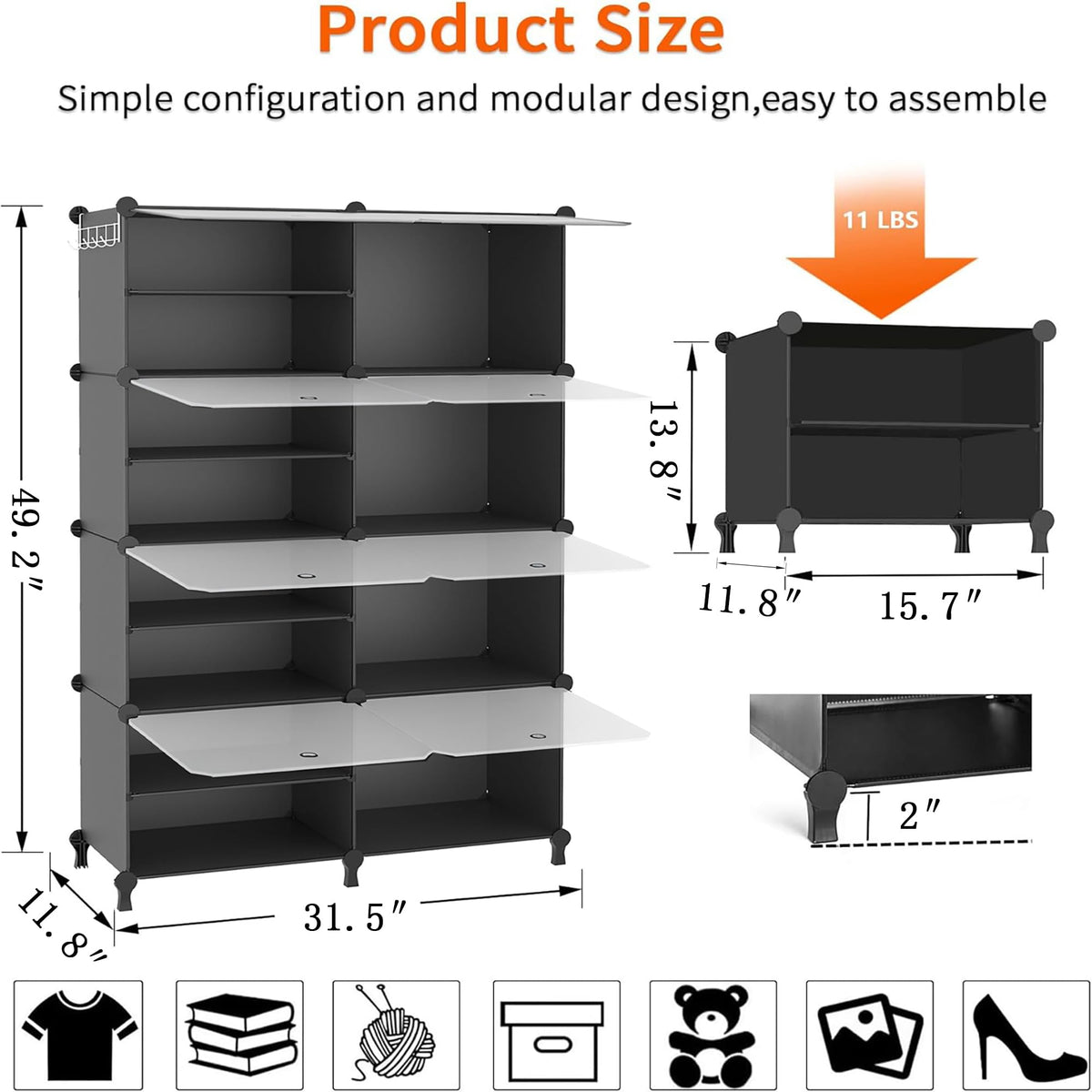 ATTDETJL Shoe Storage,Oversized Shoe Rack with Cover and Hooks for 24Pair - image 3
