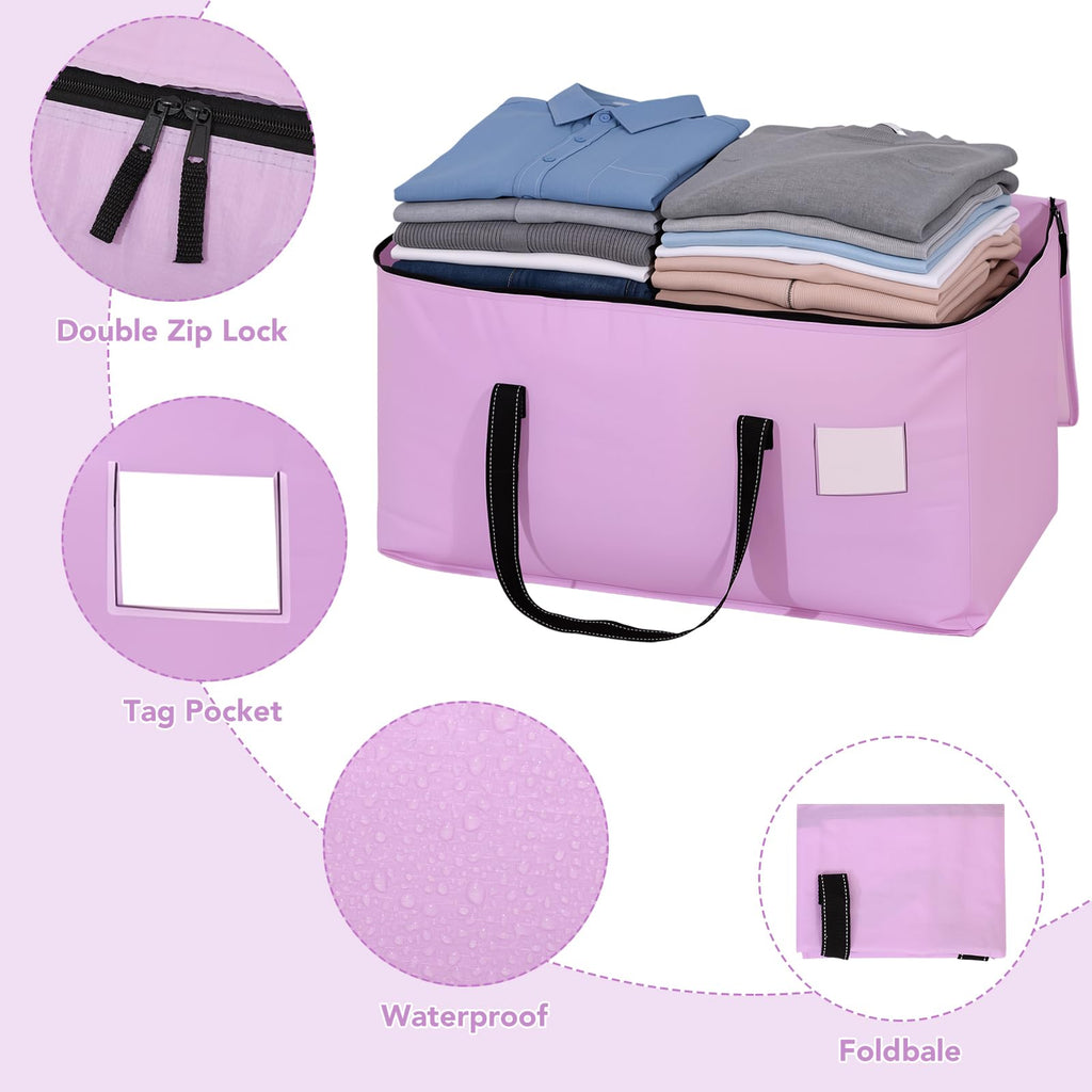 Dntorx 6 Pack 90L Moving Bags, Waterproof Moving Boxes with Zips,Purple - image 3