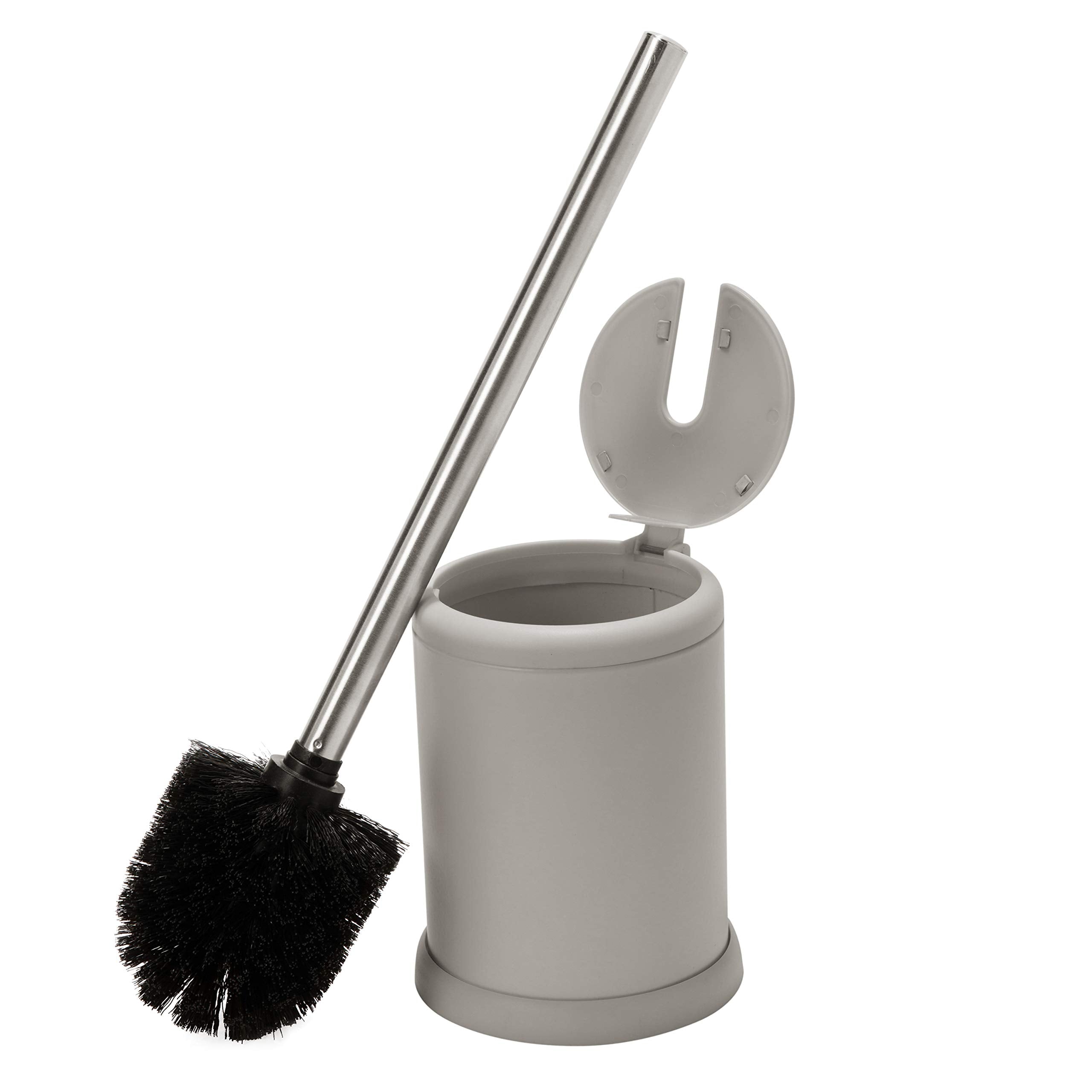 Bath Bliss Stainless Steel Toilet Brush Set with Lid – Matte Grey