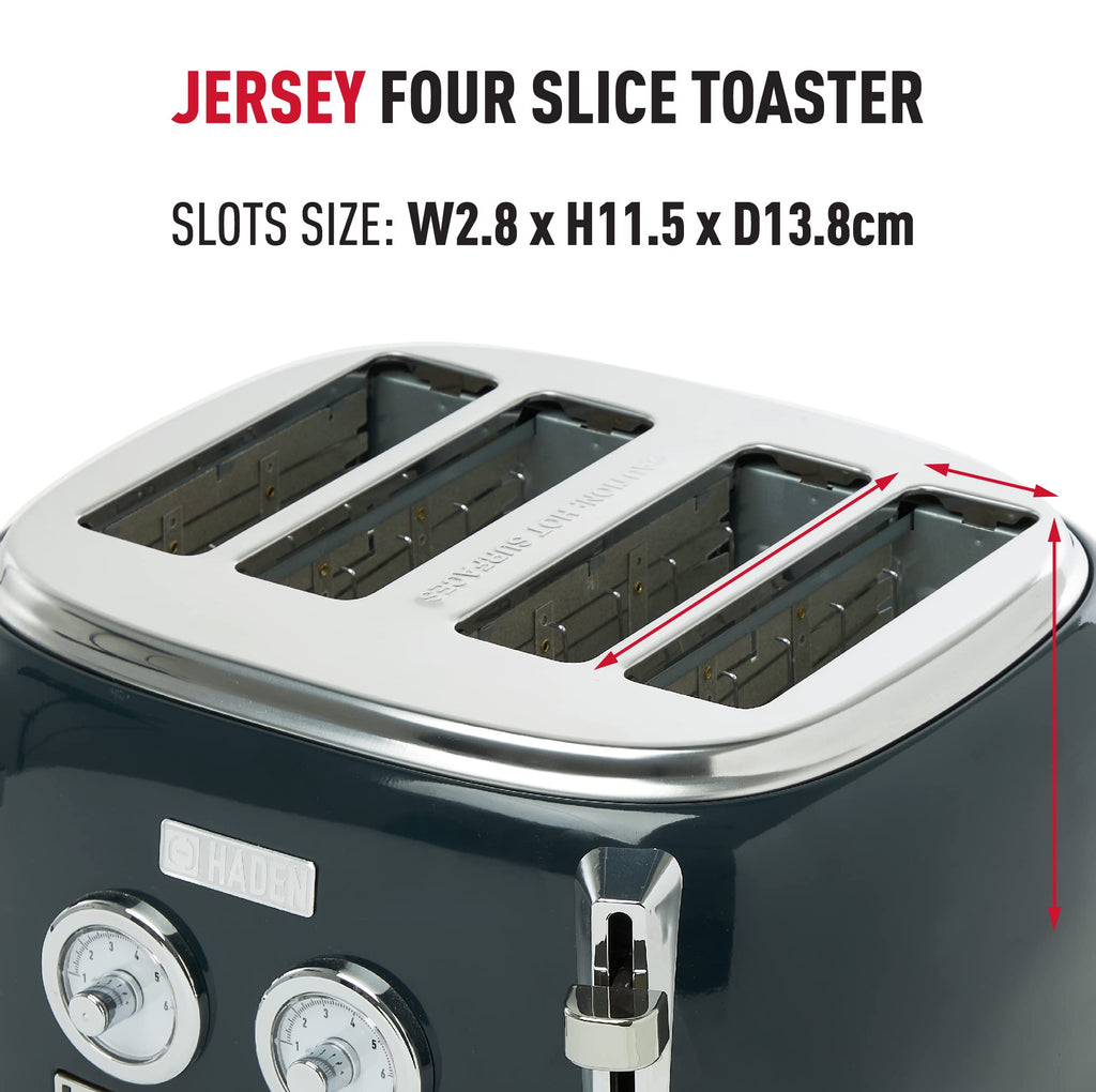 Haden Jersey 4-Slice Toaster – Steel Blue Stainless Steel Wide Slot