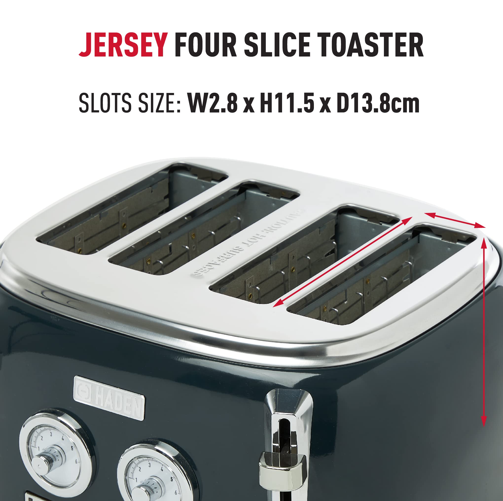 Haden Jersey 4-Slice Toaster – Steel Blue Stainless Steel Wide Slot