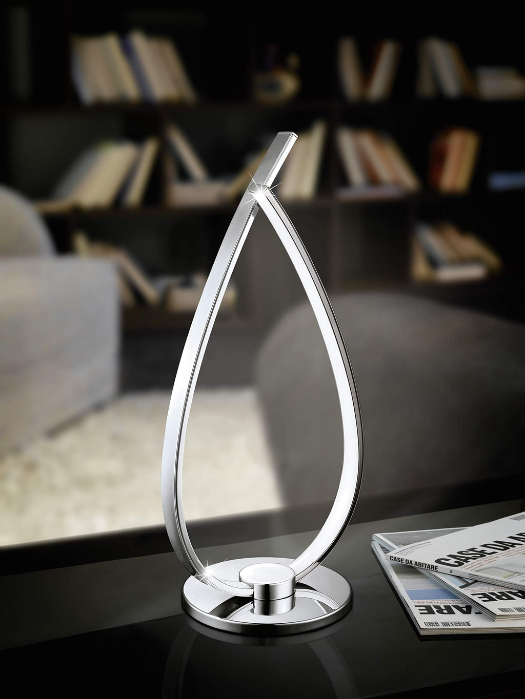 Eglo Roncade LED Bedside Lamp – Chrome Aluminium Modern Table Light