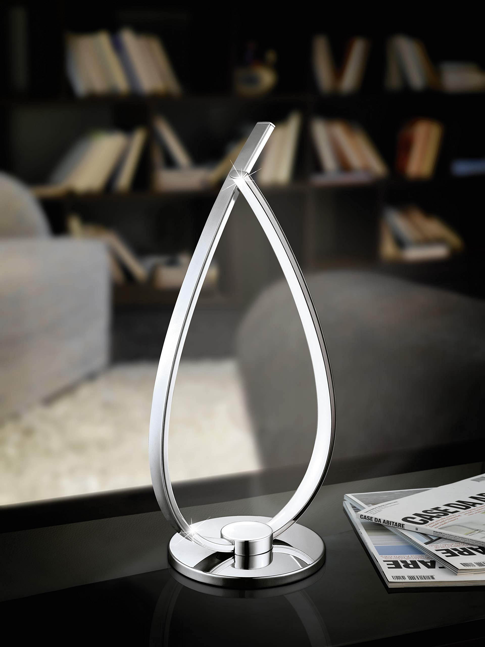 Eglo Roncade LED Bedside Lamp – Chrome Aluminium Modern Table Light