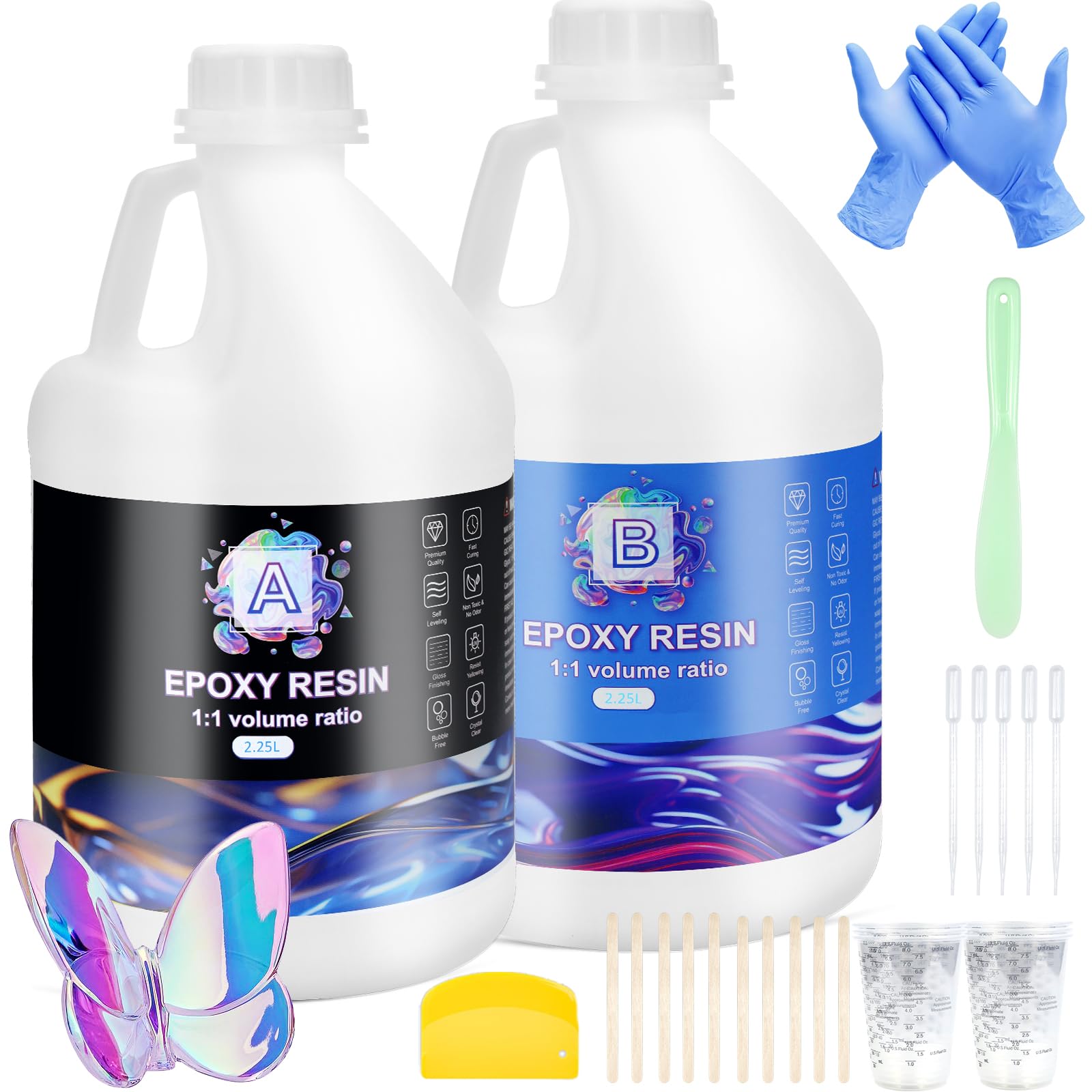 Ghguole 4.5L Crystal Clear Epoxy Resin Kit | DIY Art & Table Top Casting