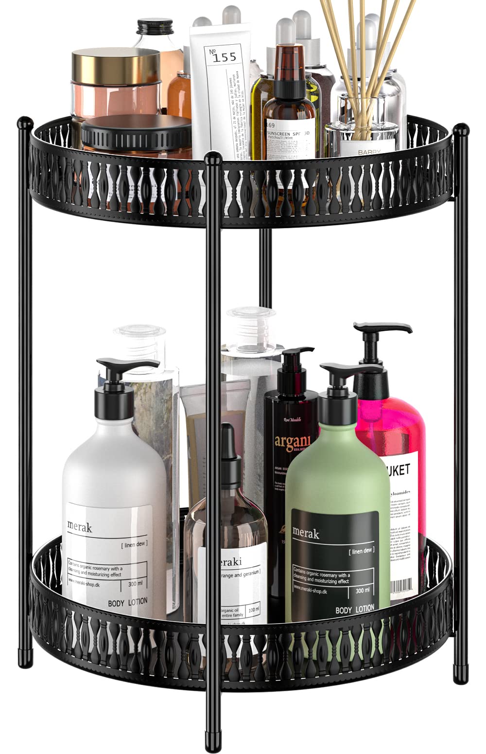 EKNITEY 2-Tier Bathroom Vanity Tray – Metal Makeup Countertop Organizer
