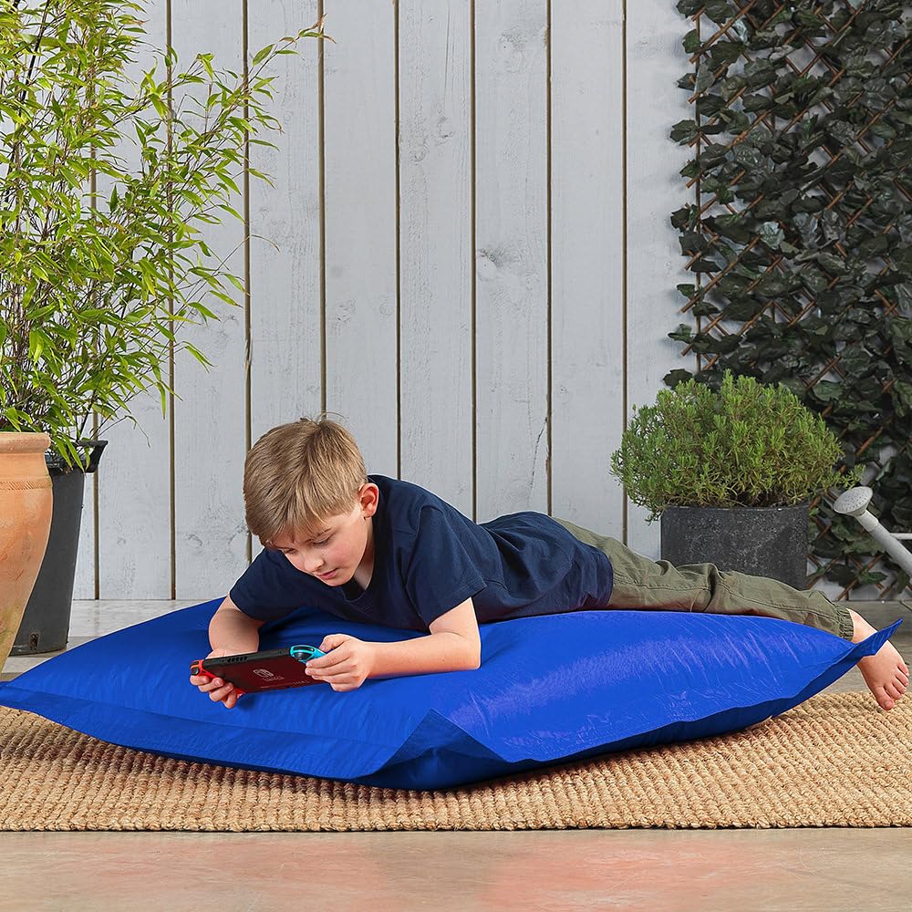 Bean Bag Bazaar Kids Bean Bag | Water-Resistant Outdoor Floor Cushion, Blue