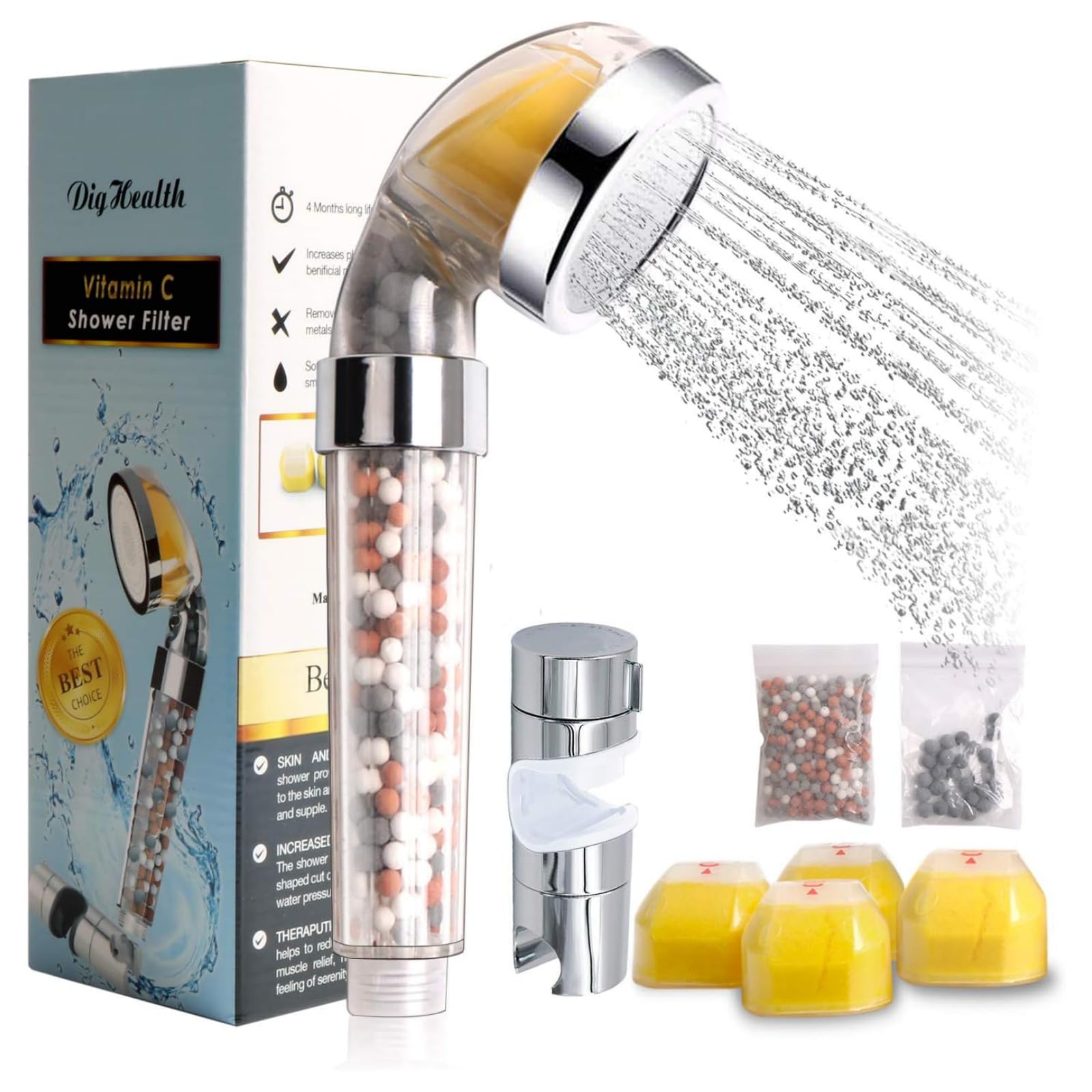 Ionic Shower Head with Vitamin C Filter for Hard Water