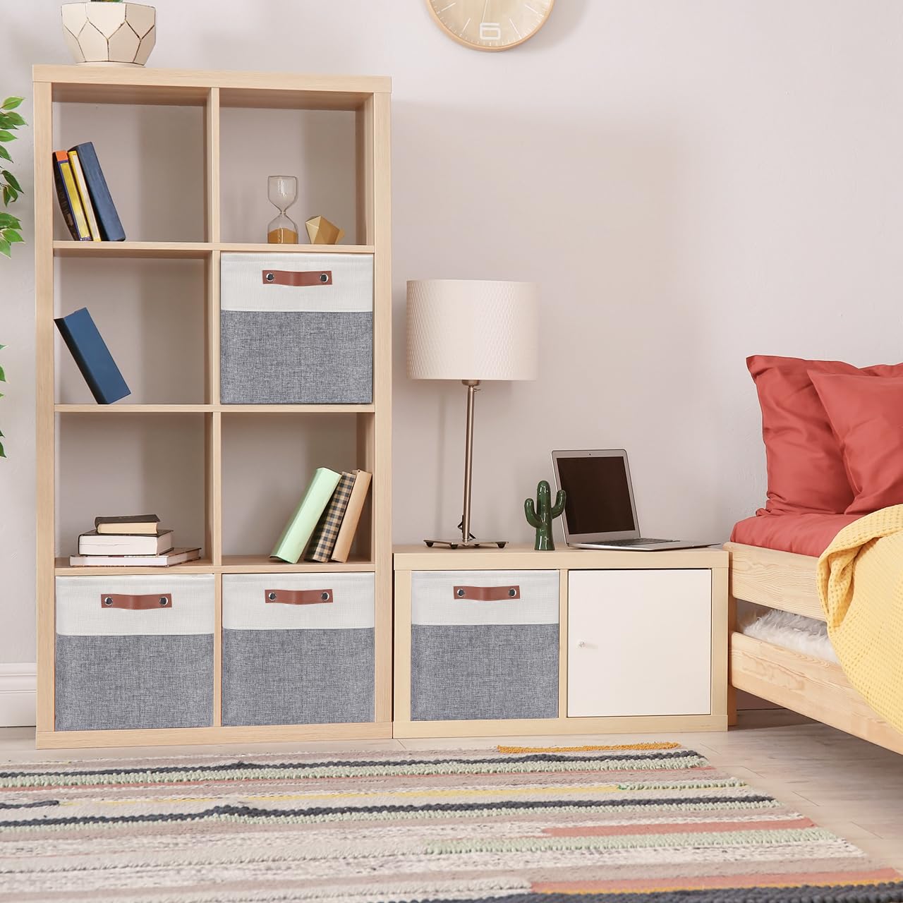 Mangata Fabric Storage Cubes for Kallax – Set of 4 Foldable Baskets, Grey