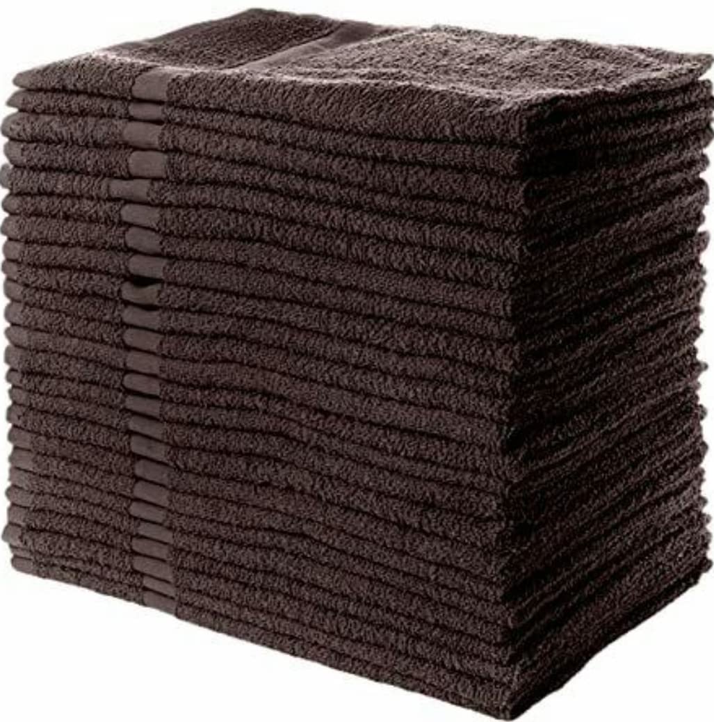 Simpli-Magic 100% Cotton Hand Towels - 12 Pack, Brown, 16" x 27"