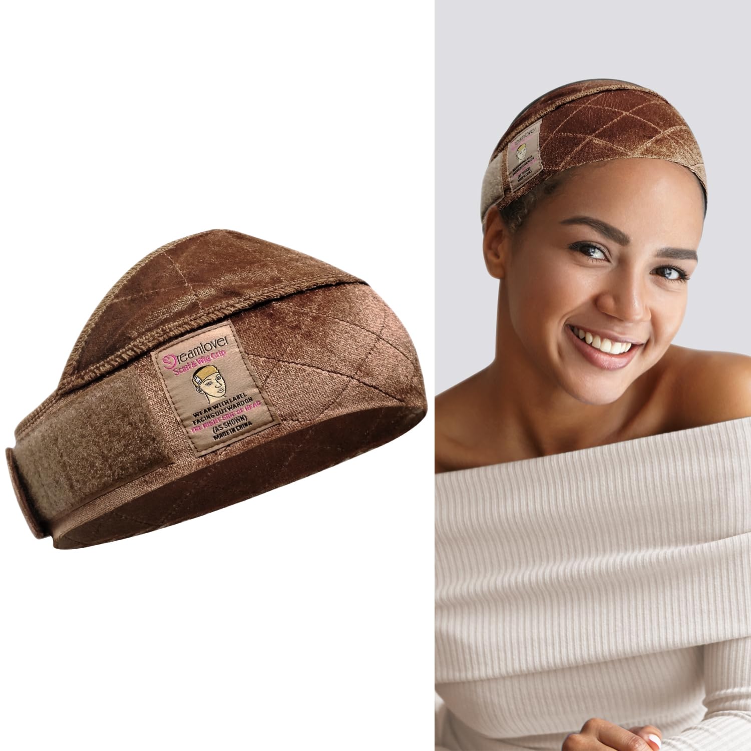 Dreamlover Non-Slip Velvet Wig Grip Headband for Lace Front Wigs – Brown