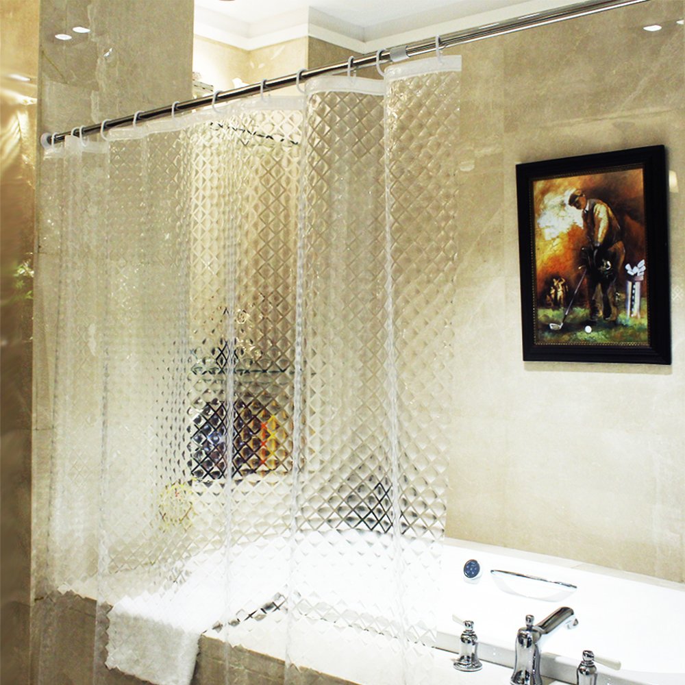 Ecooe 3D Rhombus Shower Curtain – Waterproof EVA Mildew Resistant 180x180cm