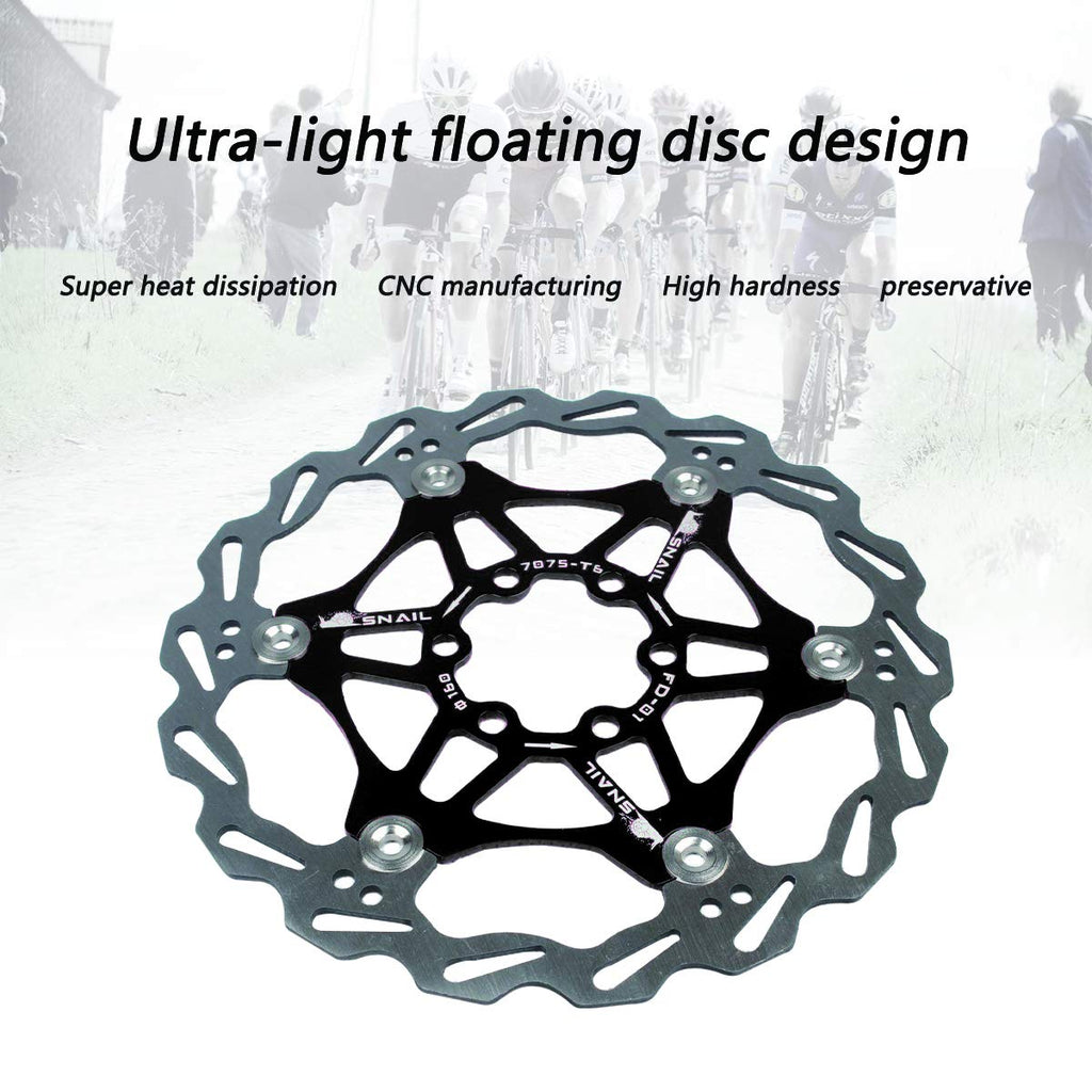 Bicycle Floating Disc Brake Rotor | 203mm Center Lock Black
