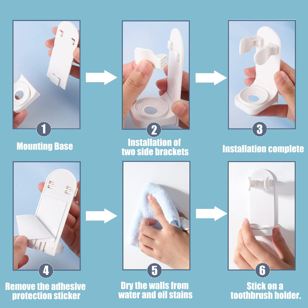 DOETYD 4 Packs Toothbrush Holder Electric Toothbrush Holder Wall Mounted Toothbrush Storage with Adhesive Plastic Electric Toothbrush Stand for - image 5