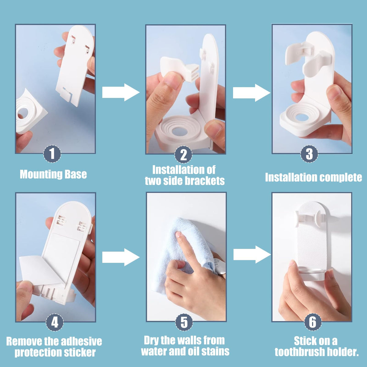 DOETYD 4 Packs Toothbrush Holder Electric Toothbrush Holder Wall Mounted Toothbrush Storage with Adhesive Plastic Electric Toothbrush Stand for - image 5
