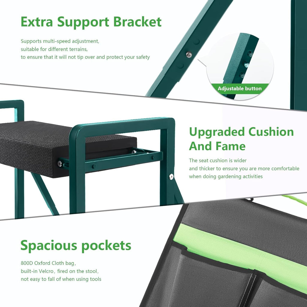 Onadak Garden Kneeler Seat - Heavy Duty Foldable Stool with Tool Bag