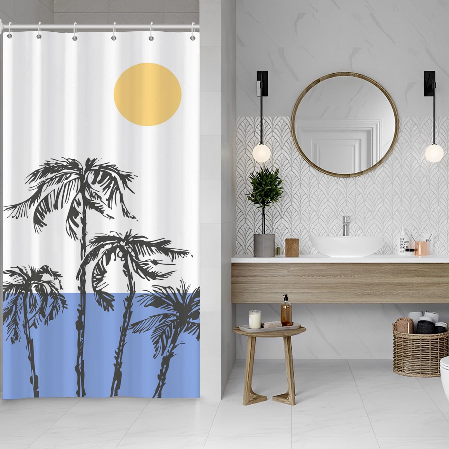 Tropical Palm Shower Curtain | Waterproof Polyester 90x180cm
