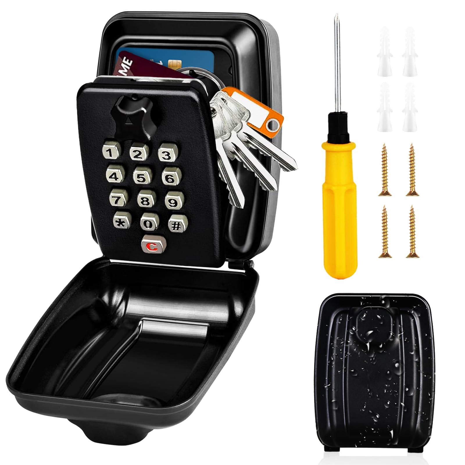 Vizgifin Key Safe Wall Mounted | Large 12-Digit Outdoor Lock Box