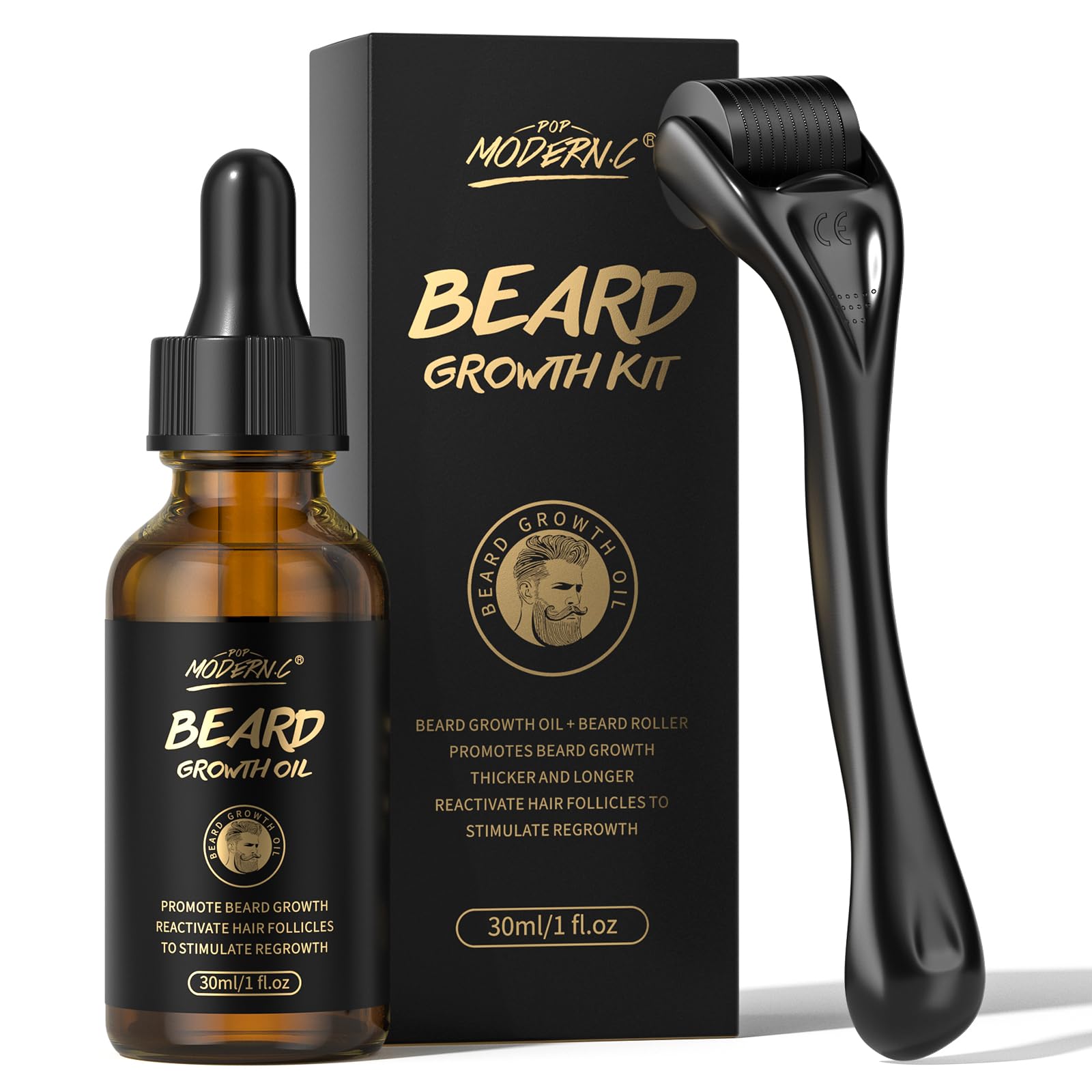 Jolof Store Beard Growth Kit | Biotin Serum and 0.5mm Roller for Men