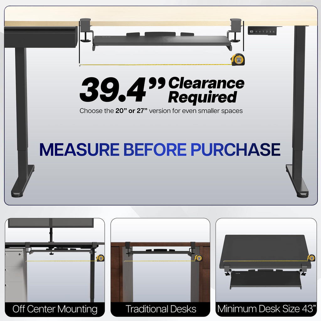 VIVO Extra Long Under Desk Keyboard Tray | 86cm Clamp-On Slide-Out Mount