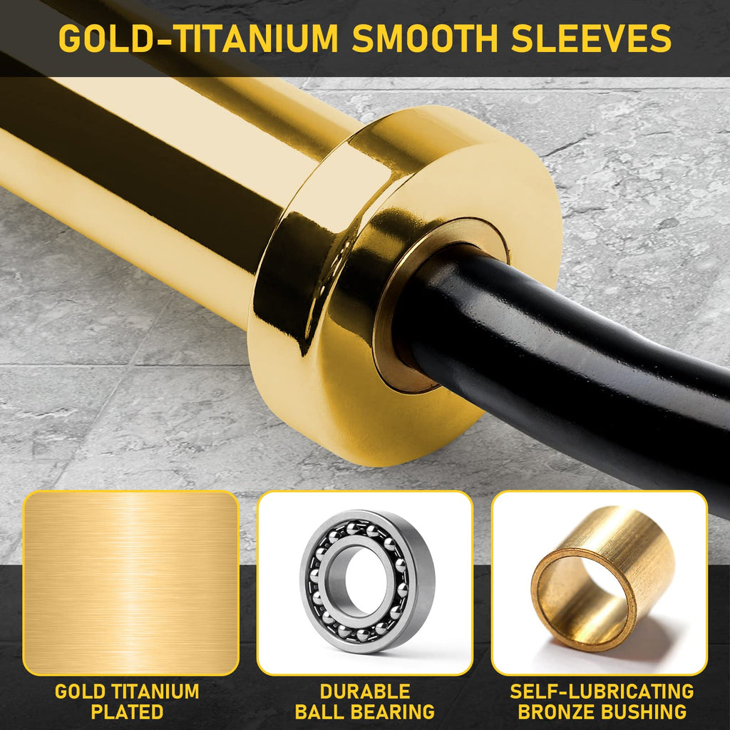 PhysKcal 1.2m Super EZ Curl Olympic Bar for 50mm Plates - Gold & Black