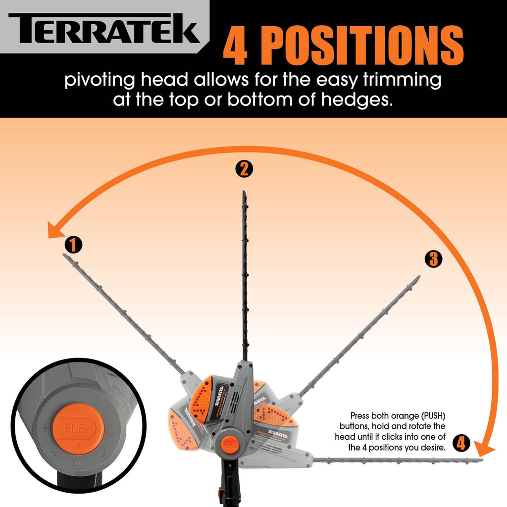 Terratek 550W Long Reach Pole Hedge Trimmer – 2.5m Telescopic Cutter
