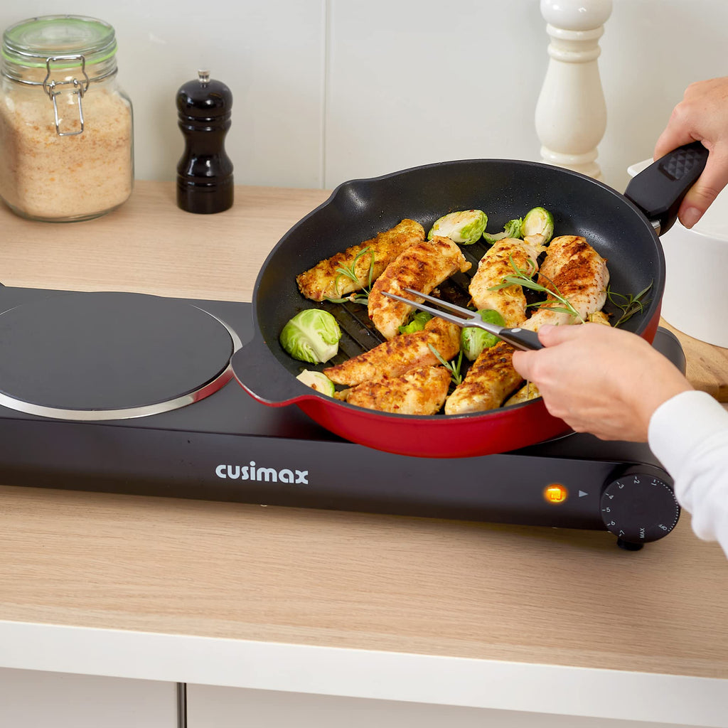 CUSIMAX Double Electric Hob | 2400W Portable Ceramic Hot Plate – Black