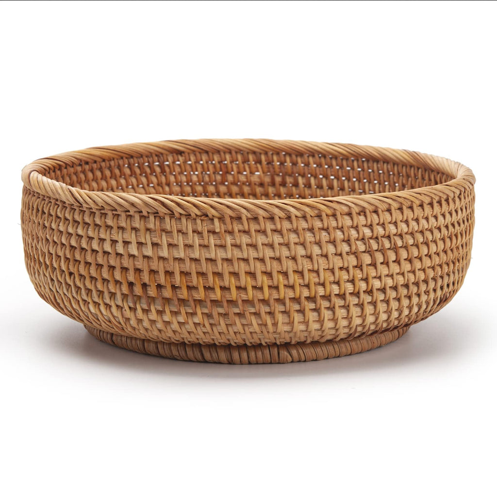 Round Rattan Storage Baskets – Woven Wicker Fruit Bowls, Set of 3