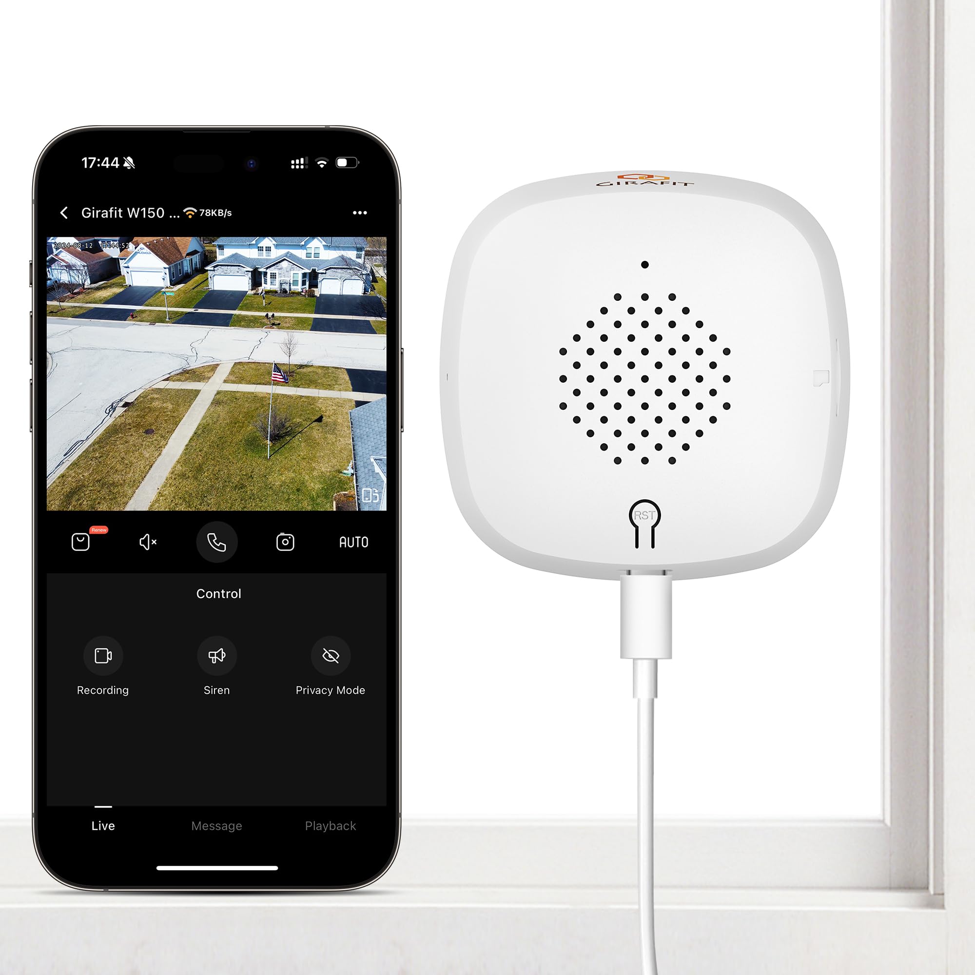 Girafit 2K 3MP Window Security Camera | Dual-Band WiFi & Color Night Vision