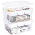 Creahaus 2-Pack 16L Stackable Craft Storage Boxes with Removable Tray