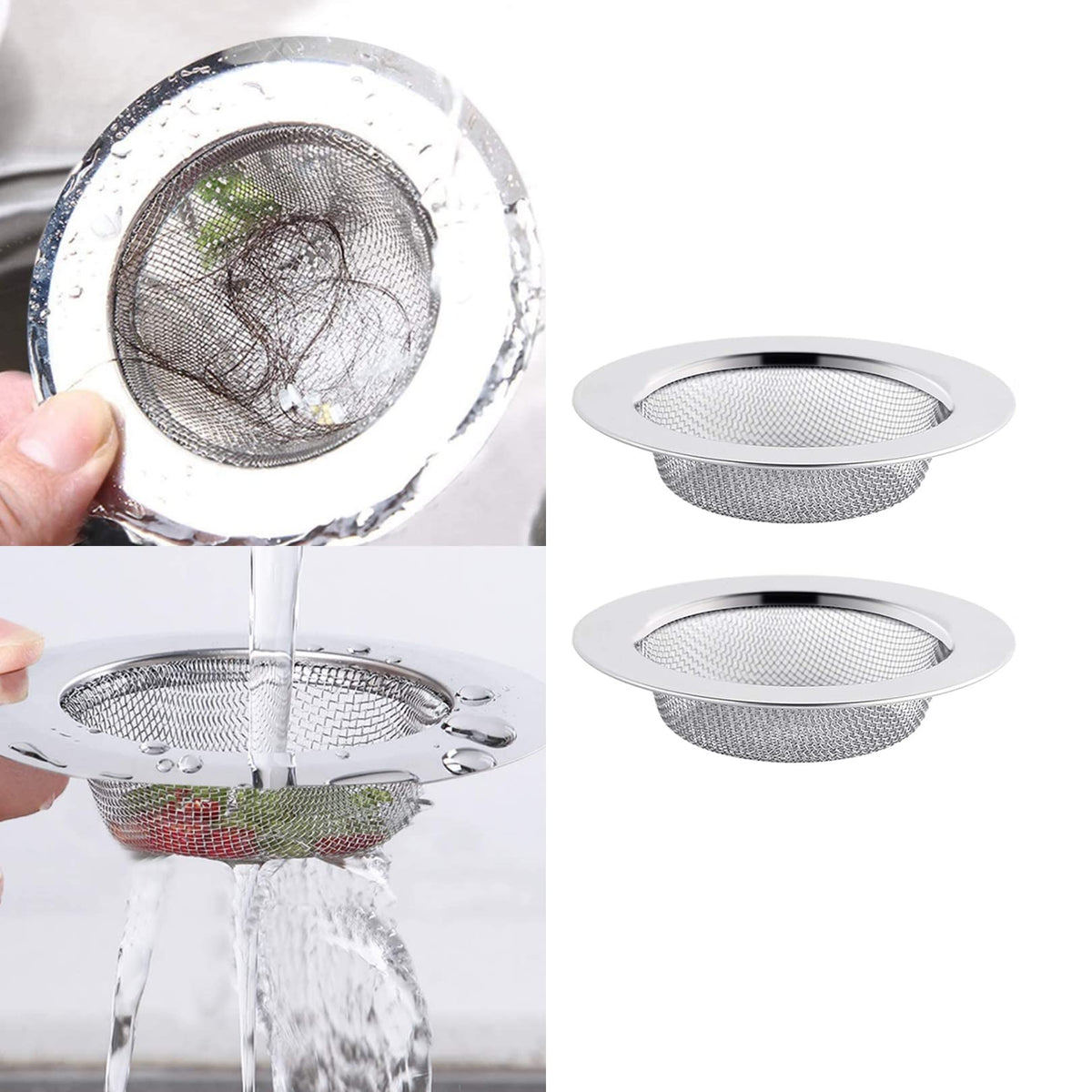 2pcs Stainless Steel Sink and Shower Drain Strainers, 77mm Diameter - image 4