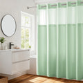 River Dream Waffle Shower Curtain with Snap-in Liner - Light Green
