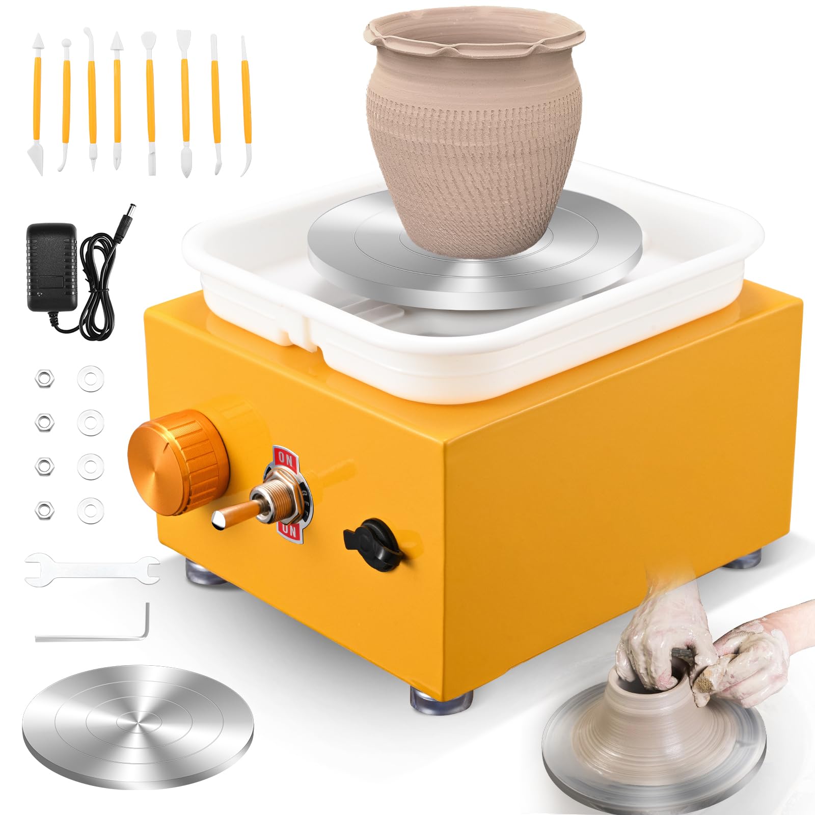 Helangel Mini Pottery Wheel Kit | 2000RPM Adjustable Speed Ceramic Tool