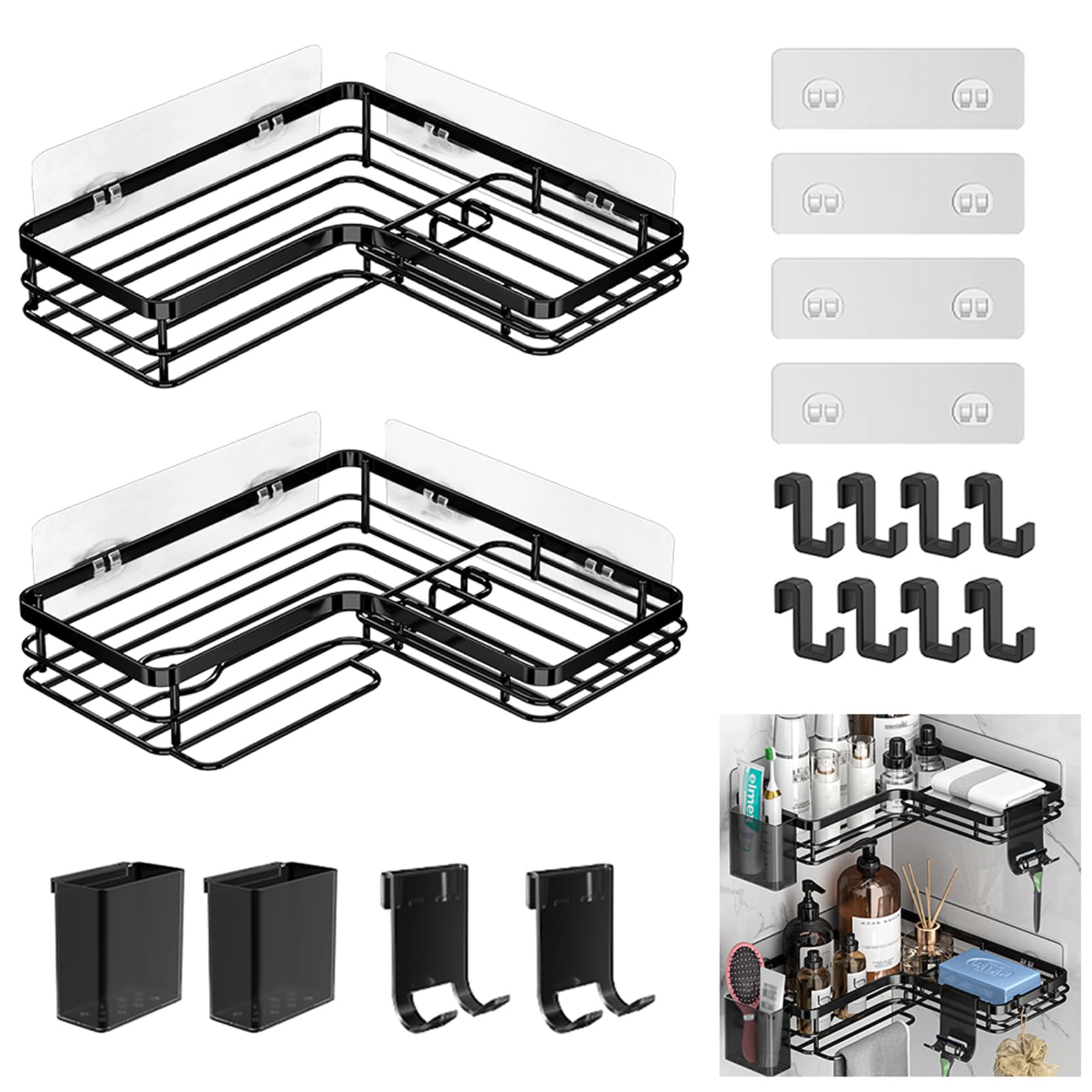 HMIEPRS 2-Pack Corner Shower Caddy | Stainless Steel Adhesive Shelf