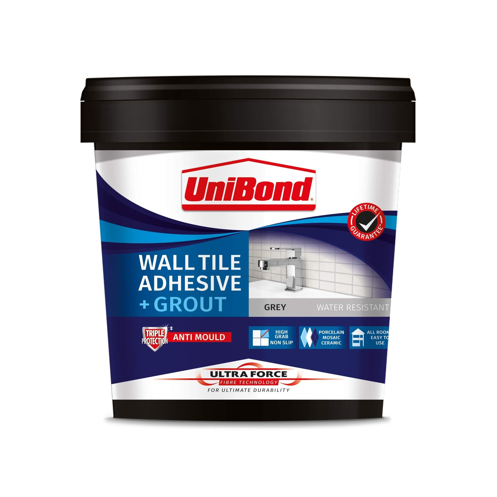 UniBond Ultraforce Wall Tile Adhesive and Grout - Anti-Mould, Grey