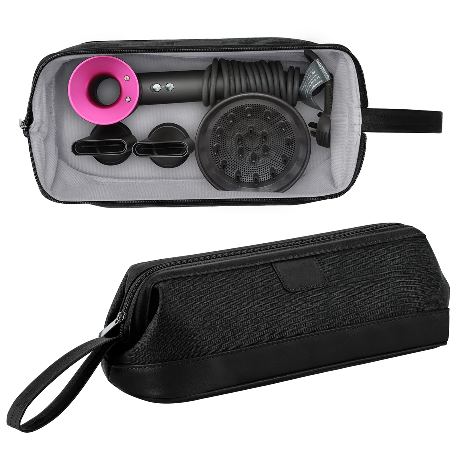 Kyrio Travel Storage Bag for Dyson Airwrap and Supersonic - Black PU Leather