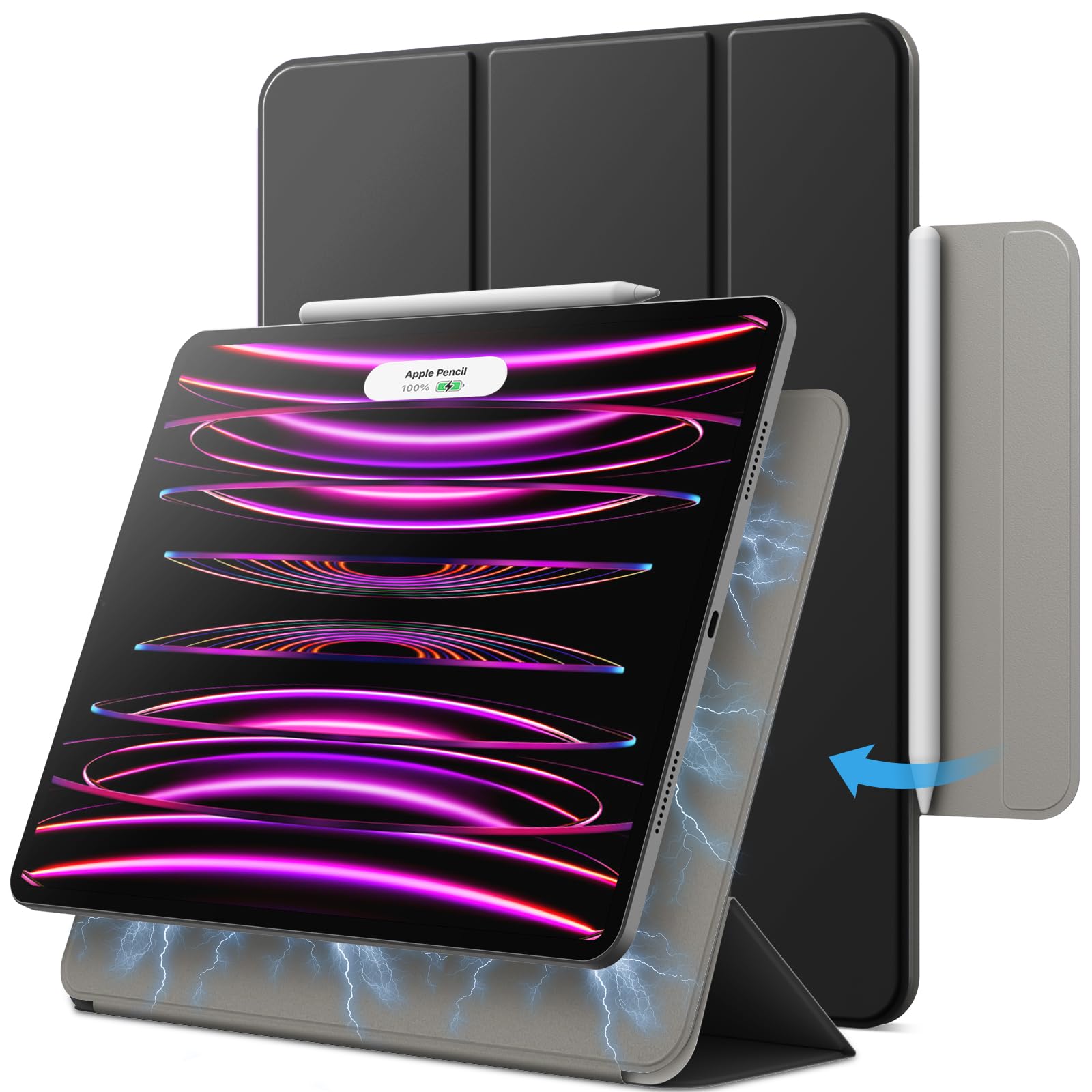 JETech Magnetic Case for iPad Pro 12.9 Inch (2022-2018) - Black