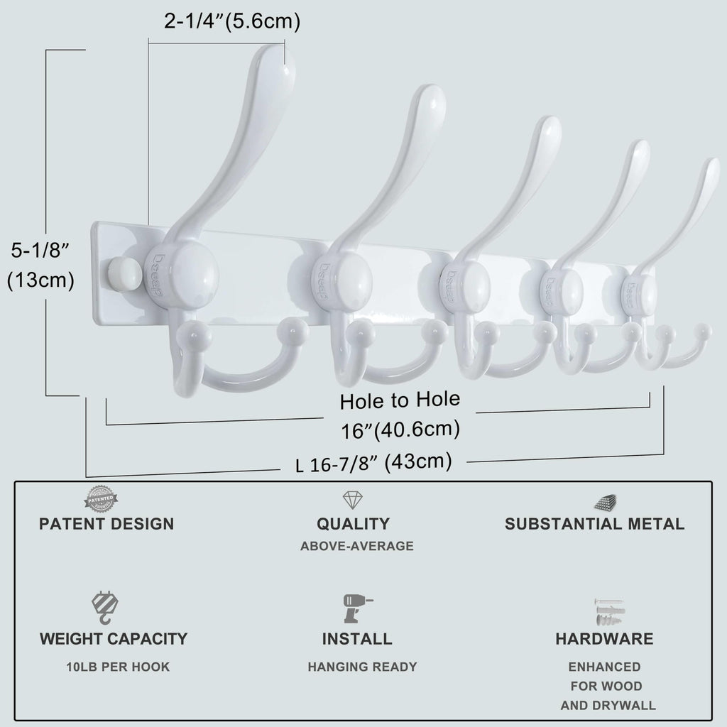 Dseap Coat Rack Wall Mount, Heavy Duty 2.5mm Base vs Flimsy 1mm, Double-Thick Solid Anti-Snap Hooks - image 5