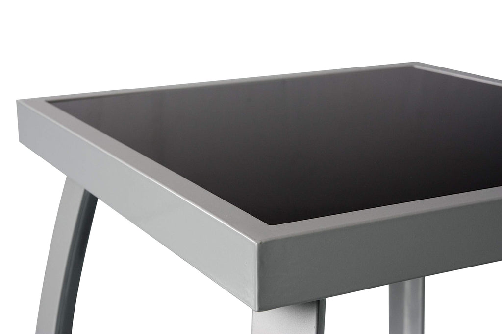 Jarder Square Garden Coffee Side Table - Aluminium & Tempered Glass