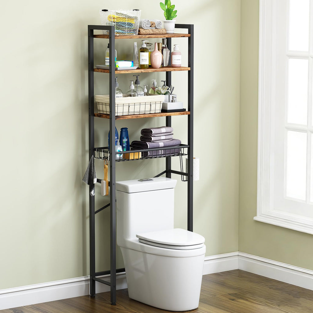 CAPHAUS Over The Toilet Storage Rack, 4-Tier Bathroom Organizer Shelf Over Toilet with Adjustable Shelf and Basket - image 1
