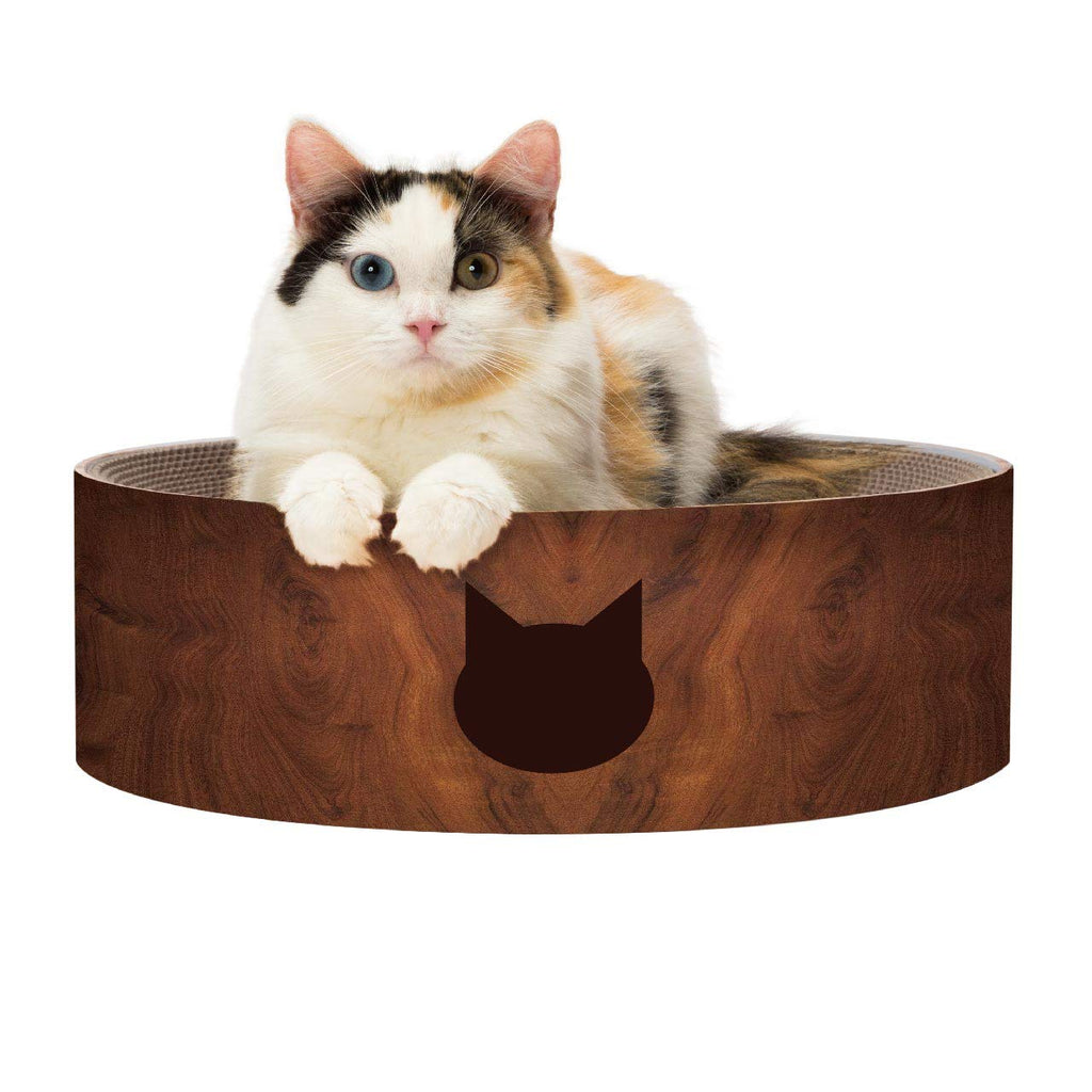 Necoichi Cozy Cat Scratcher Bowl – Recycled Paper Bed (Dark Cherry)